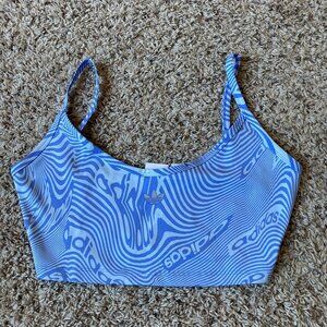 Adidas Women’s Cropped Tank Swirl Striped Blue AOP Bra Top Size M $35